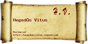 Hegedűs Vitus névjegykártya